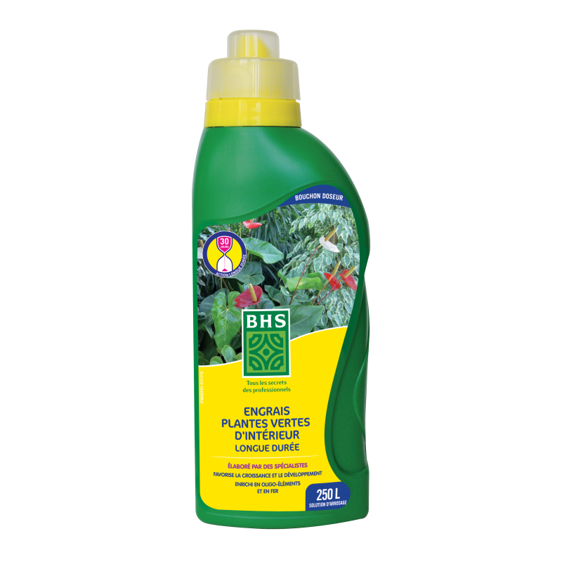 Engrais Plantes Vertes BHS 500ml - NPK 9-3-4 Avec Oligo-éléments - Pour Plantes D'Intérieur - Jusqu'à 125L